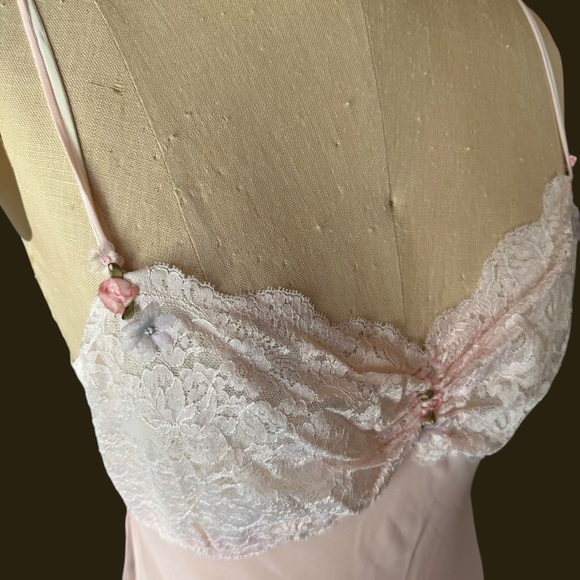 Vintage 60s Pink Sheer Rose Nighty Slip Dress - Picture 4 of 5